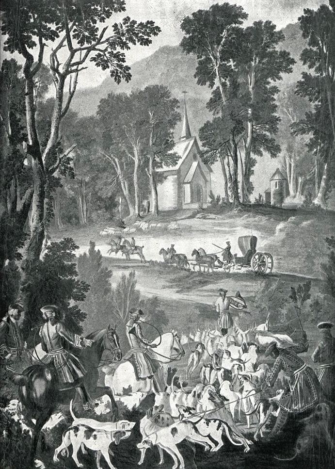 Tapisserie des Gobelins, d'après Oudry 2 - Illustration tirée de l'ouvrage La Chasse à travers les Âges - Comte de Chabot (1898) - A. Savaète - (Galli